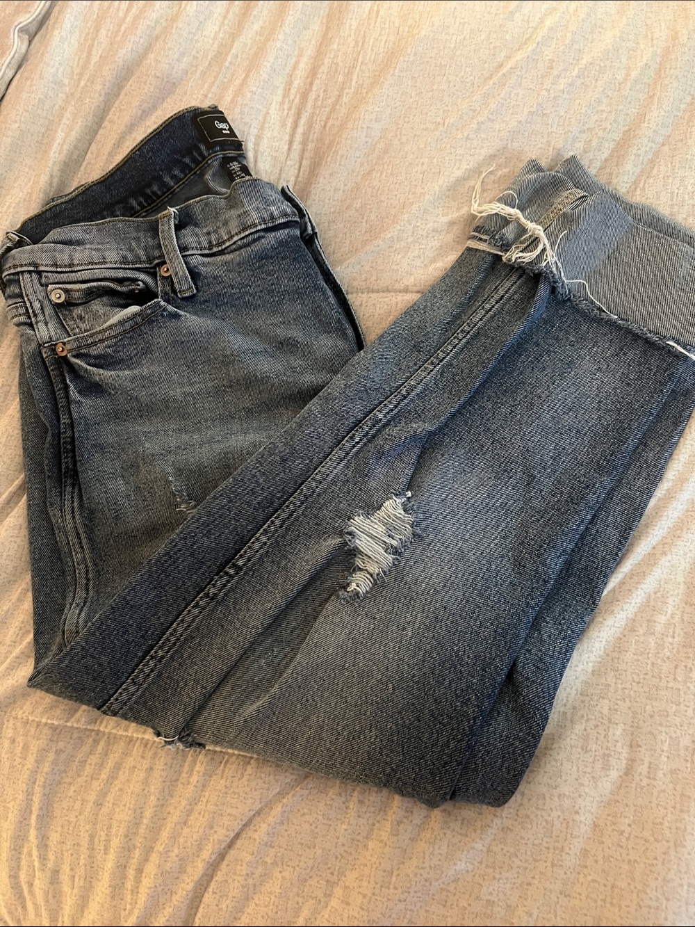 GAP Straight Leg Distressed Dark Blue Jeans